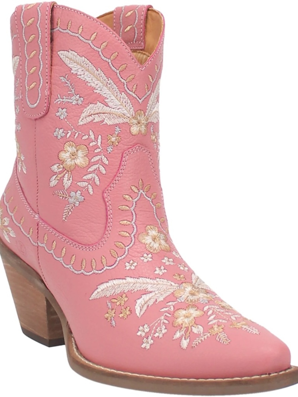 dingo Pink Floral Embroidered Western Ankle Boot